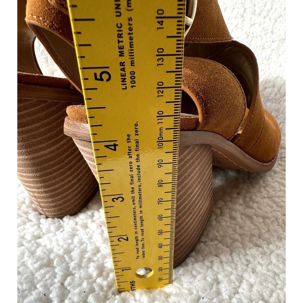 Marc Fisher Suede Sandals Womens 8 US Strappy Block Heel Brown Open Toe Booties - Picture 6 of 13